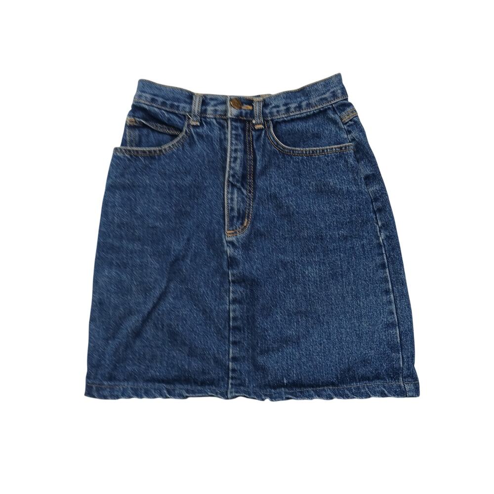 Anchor Blue Denim Mini Skirt Vintage 90s High Waisted Jean Skirt XS